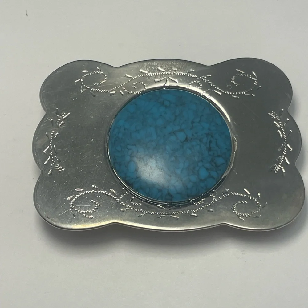 Vintage Southwestern Belt Buckle with Faux Turquoise Center